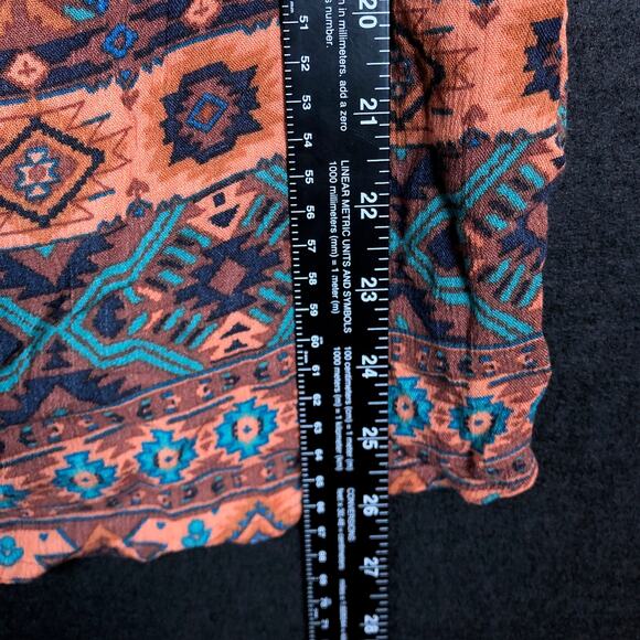 Natural Reflections Womens Blouse Multicolor Aztec Boho 3/4 Sleeve Peasant Large - Picture 8 of 11